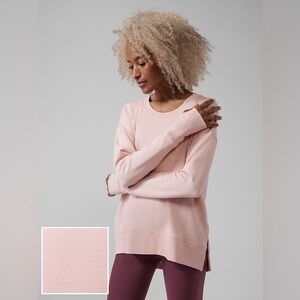 Athleta Coaster Luxe Stripe Sweatshirt in Salutation Stripe Orchid Pink